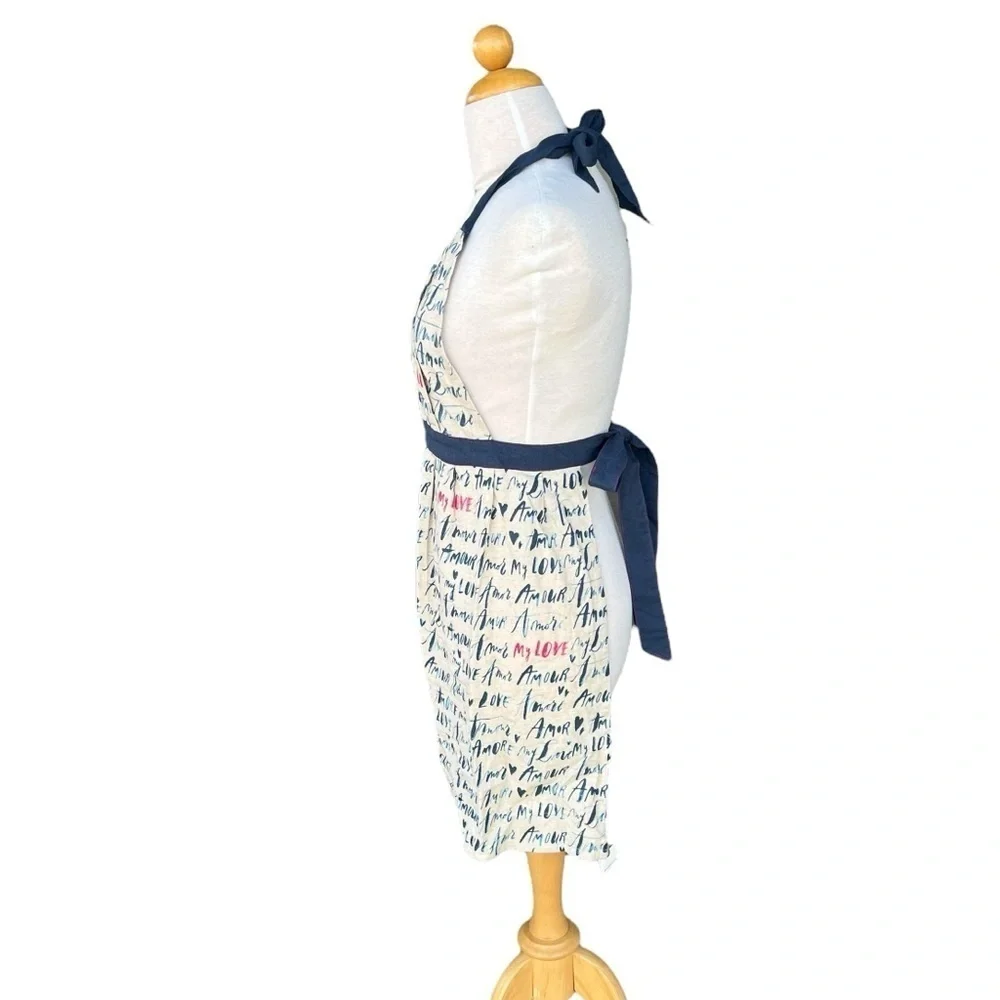 Anthropologie Linea Carta Language of Love Pleated Apron Cotton Linen Amour NWT